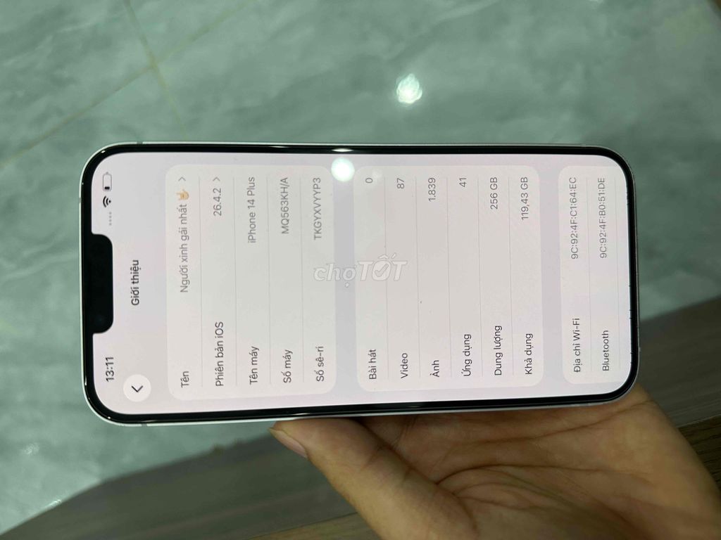 iPhone 14 Plus 256GB Tím Quốc Tế có sẵn khay sim. Mua bán Điện thoại tại Quận Hoàng Mai Hà Nội được đăng bởi Nguyễn Hoàng hình 1