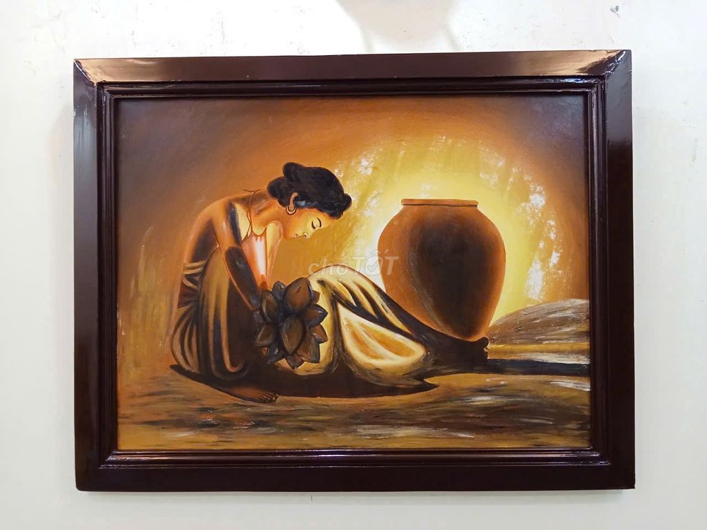 Tranh sơn dầu Thiếu nữ khung gỗ. Mua bán Đồ sưu tầm, đồ cổ tại Quận Hoàng Mai Hà Nội được đăng bởi Mai Xuân Tình hình 1