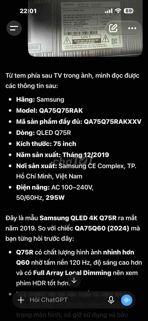 Tivi QLED Samsung QA75Q75RAK 4K 75 inch 12/2019. Mua bán Tivi, Âm thanh tại Thành phố Sa Đéc Đồng Tháp được đăng bởi VPPT HOÀNG BÁCH hình 1
