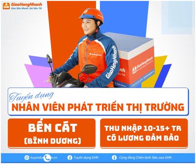 BẾN CÁT - TUYỂN DỤNG SHIPPER GIAO HÀNG. Việc làm tại Thị xã Bến Cát Bình Dương được đăng bởi CÔNG TY CỔ PHẦN DỊCH VỤ GIAO HÀNG NHANH hình 1
