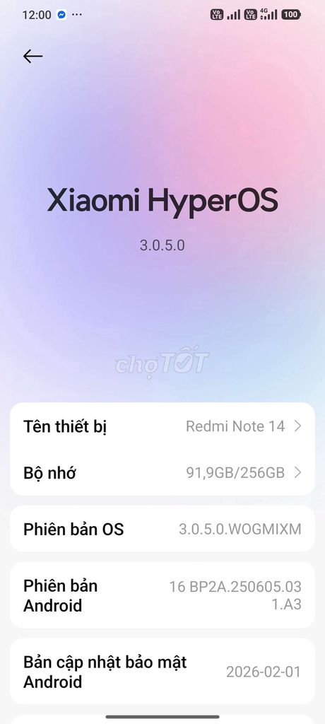 Xiaomi Redmi Note 14 256GB Xanh. Mua bán Điện thoại tại Huyện Châu Thành Bến Tre được đăng bởi Minn Hoang hình 1