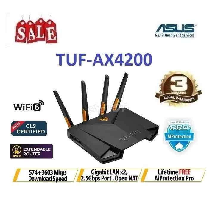 Bộ định tuyến ASUS TUF-AX4200. Mua bán Phụ kiện (Màn hình, Chuột...) tại Huyện Tân Yên Bắc Giang được đăng bởi Bok Bik hình 1