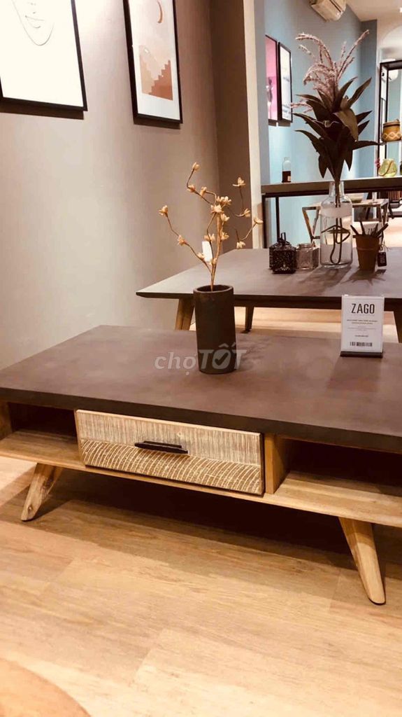 Bàn trà Gỗ sồi đá bê tông. Mua bán Bàn ghế tại Thành phố Thủ Đức Tp Hồ Chí Minh được đăng bởi PHAM DUY DY hình 1