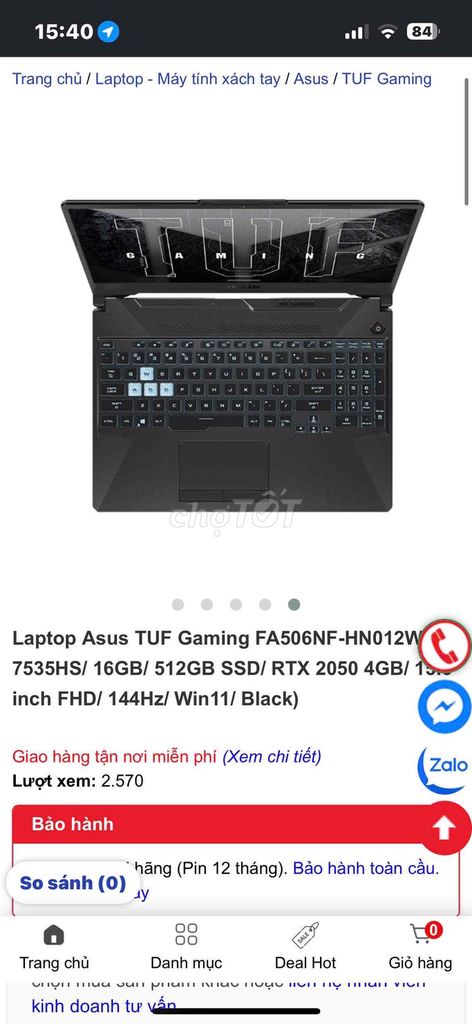 Asus TUF Gaming FA506NF-HN012W Ryzen 5 15.6 inch 1. Mua bán Laptop tại Thị xã Tân Uyên Bình Dương được đăng bởi Nguyễn Thị Huỳnh Dao hình 1