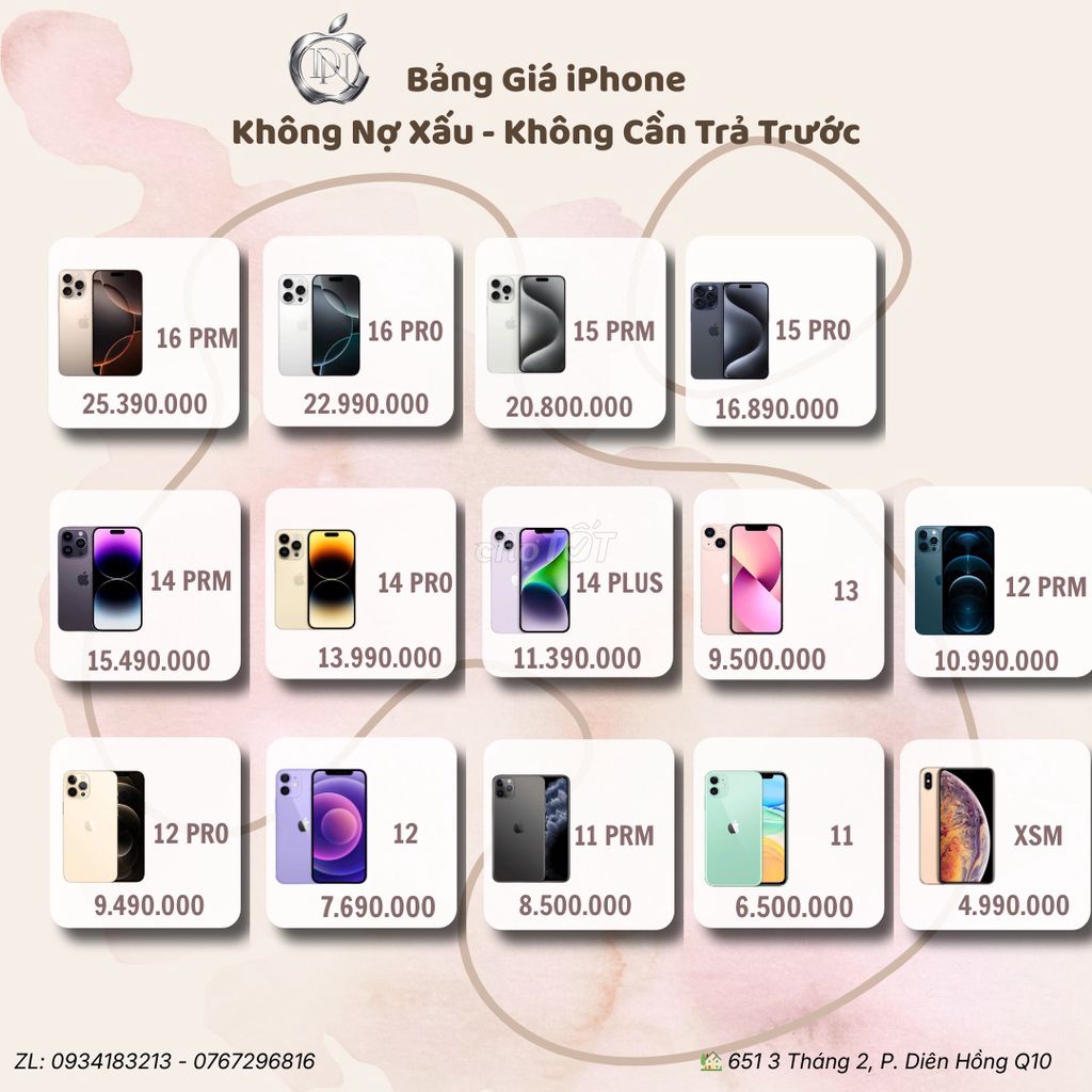 BẢNG GIÁ IPHONE ĐỨC NHÂN STORE. Mua bán Điện thoại tại Quận 10 Tp Hồ Chí Minh được đăng bởi Đức Nhân Store hình 1