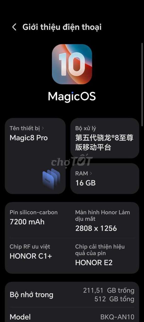 Honor Magic 8 Pro 16/512GB nội địa. Mua bán Điện thoại tại Thành phố Buôn Ma Thuột Đắk Lắk được đăng bởi M10 hình 1