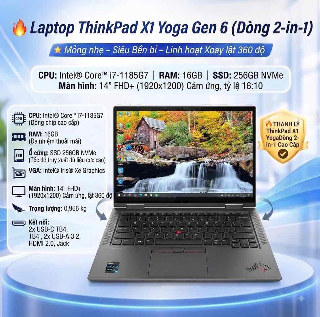 Lenovo ThinkPad X1 Yoga Gen 6 i7 16GB/256GB 14"FHD. Mua bán Laptop tại Thành phố Buôn Ma Thuột Đắk Lắk được đăng bởi Laptop Cũ Cầm Đồ Nguyễn Phương hình 1