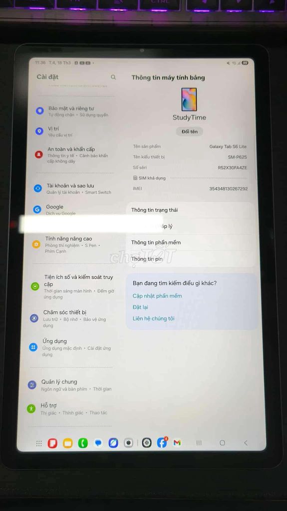 Samsung Galaxy Tab S6 Lite 4GB/64GB. Mua bán Máy tính bảng tại Huyện Bình Chánh Tp Hồ Chí Minh được đăng bởi Nguyễn Tuấn hình 1