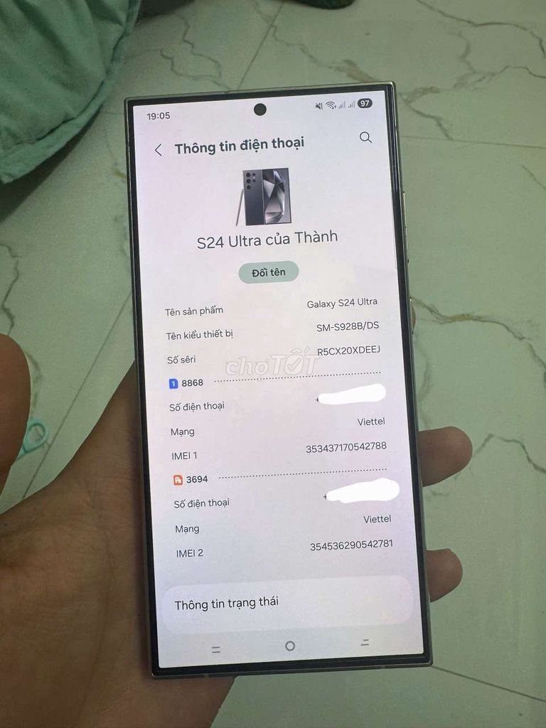Samsung Galaxy S24 Ultra Tím. Mua bán Điện thoại tại Huyện Đông Anh Hà Nội được đăng bởi Đinh Thành hình 1