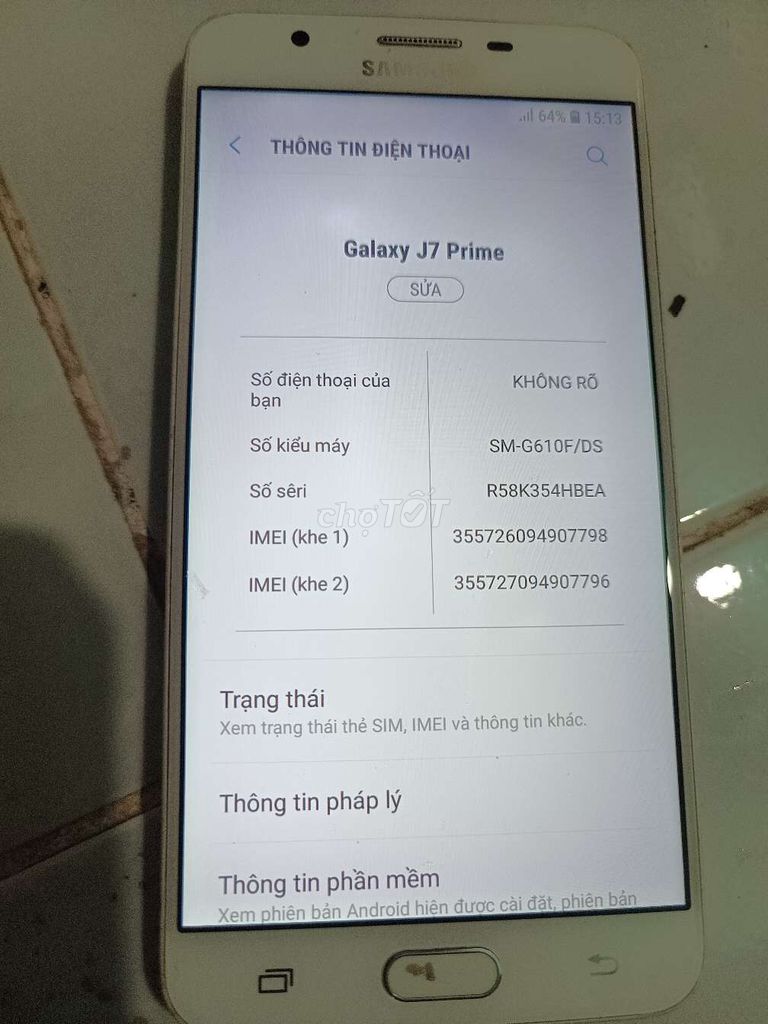 Samsung J7 Prime Trắng. Mua bán Điện thoại tại Quận Liên Chiểu Đà Nẵng được đăng bởi Hồng Quân hình 1