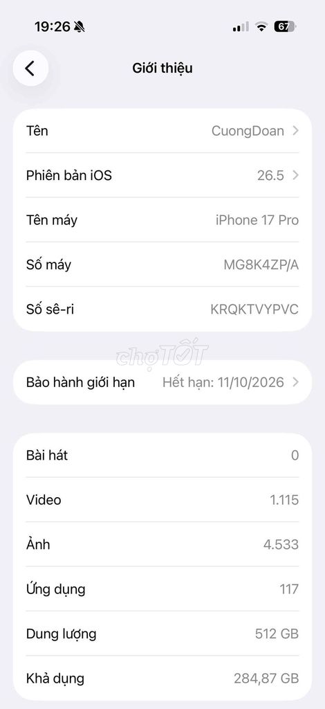 iPhone 17 Pro 512GB Bạc. Mua bán Điện thoại tại undefined Hà Nội được đăng bởi Mạnh Cường hình 1