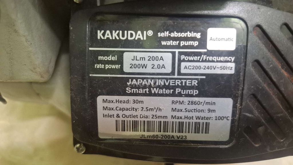 Máy bơm nước KAKUDAI JLM 200A. Mua bán Đồ chuyên dụng, Giống nuôi trồng tại Quận 3 Tp Hồ Chí Minh được đăng bởi Nguyễn Ngọc Minh Tân hình 1