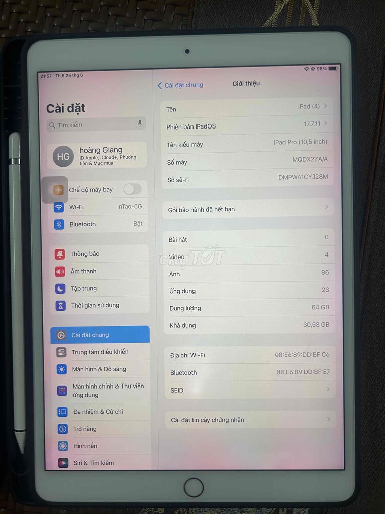 Apple iPad (4) 64GB Vàng 10.5 inch. Mua bán Máy tính bảng tại Quận Hoàng Mai Hà Nội được đăng bởi hoang giang hình 1