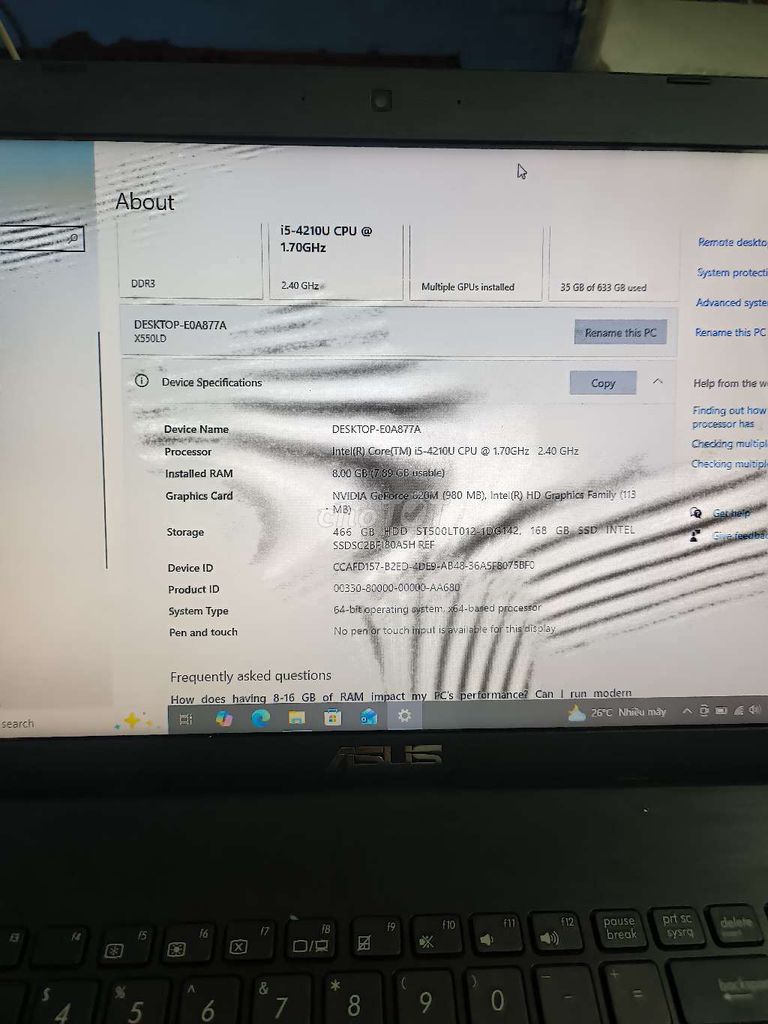 Asus X552L i5-4210U 8GB/500GB. Mua bán Laptop tại Quận Tân Bình Tp Hồ Chí Minh được đăng bởi Cương nguyễn hình 1