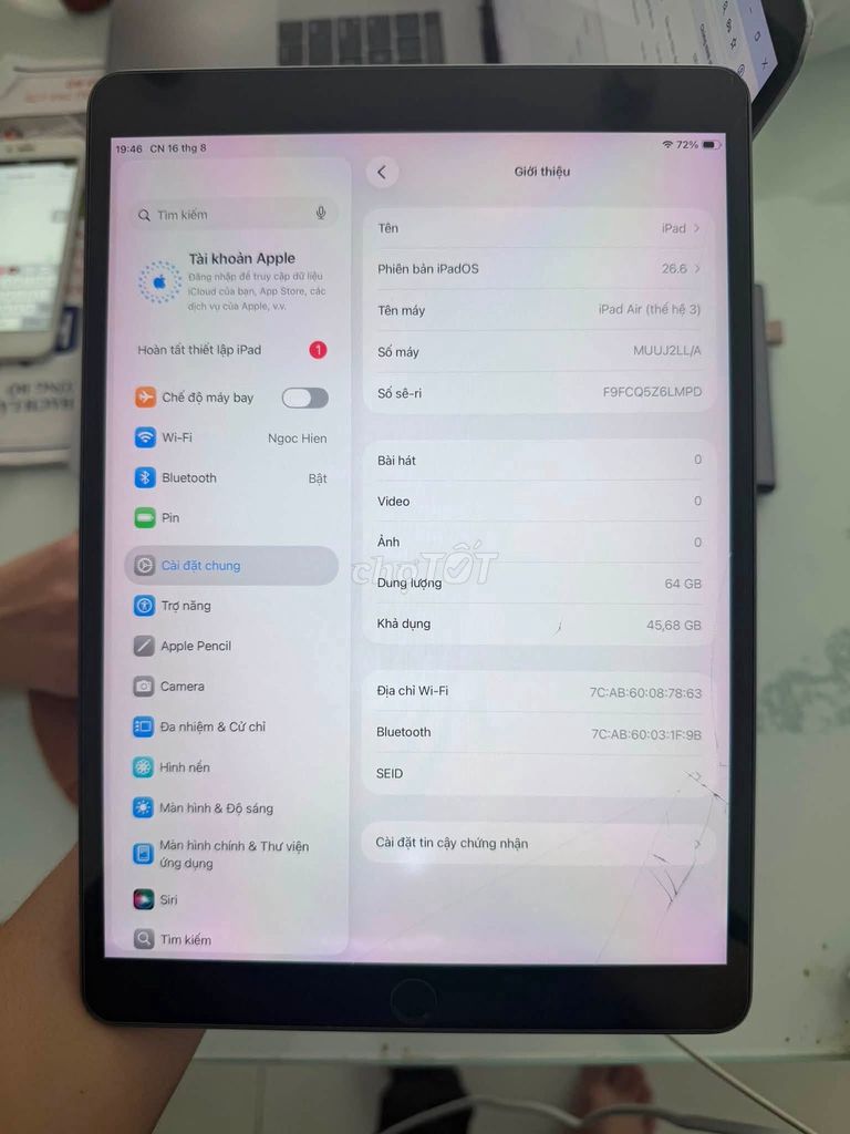 Apple iPad Air 3 64GB Xám Đã qua sử dụng. Mua bán Máy tính bảng tại Quận 1 Tp Hồ Chí Minh được đăng bởi Hội Đồ Điện Tử hình 1