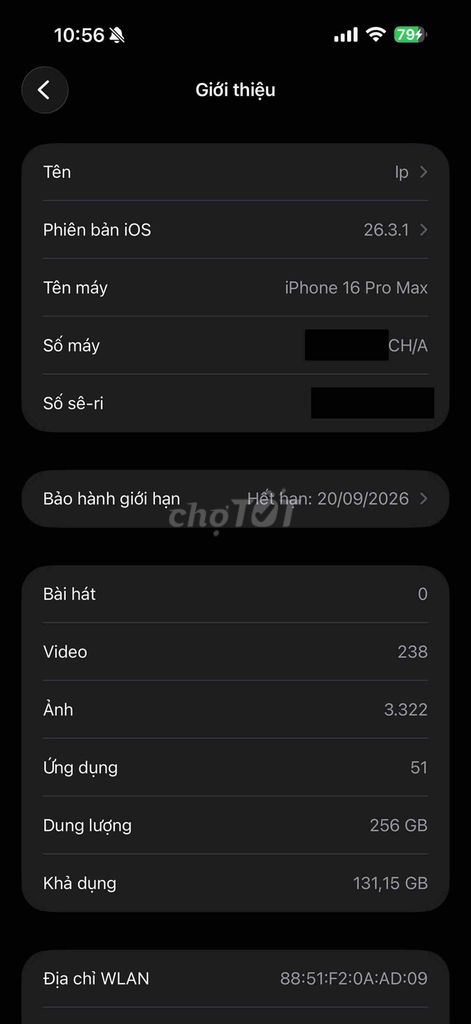 iPhone 16 Pro Max 256GB Hồng Kông. Mua bán Điện thoại tại Quận Cẩm Lệ Đà Nẵng được đăng bởi Nguyênn Hảii hình 1