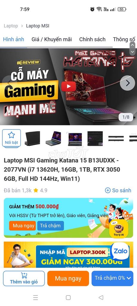 MSI Katana 15 i7-13620H 15 inch 16GB/1TB. Mua bán Laptop tại Huyện Định Quán Đồng Nai được đăng bởi Phạm hình 1