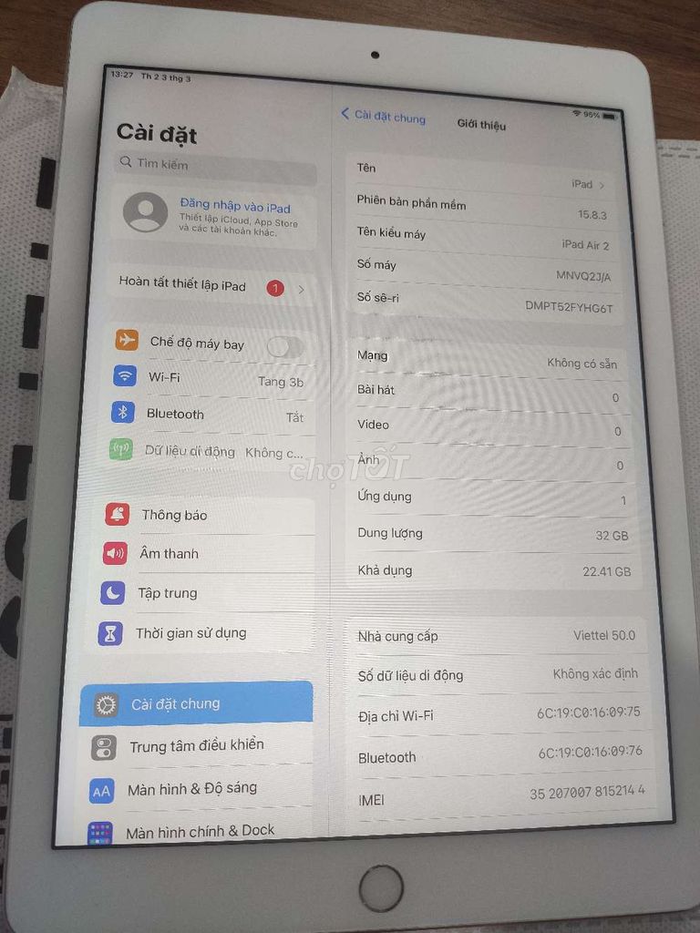 Ipad Air 2 nguyên bản pin mới 100%