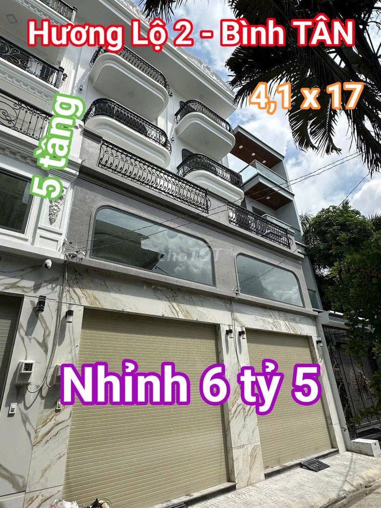 Hẻm xe tăng - Hương Lộ 2 - Bình Tân - 4.1m x 17m - nhỉnh 6 tỷ 5