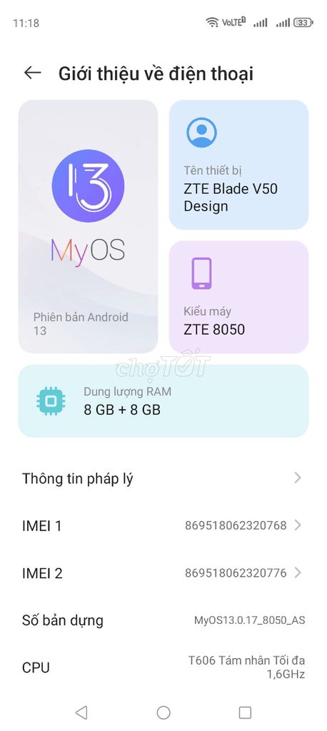 ZTE Blade V50 Design 8GB. Mua bán Điện thoại tại Huyện Hòa Vang Đà Nẵng được đăng bởi Tai Phuoc hình 1