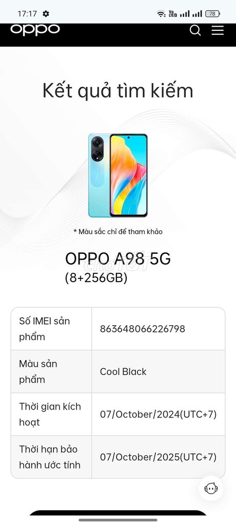 Oppo A98 5G Ram 8/256