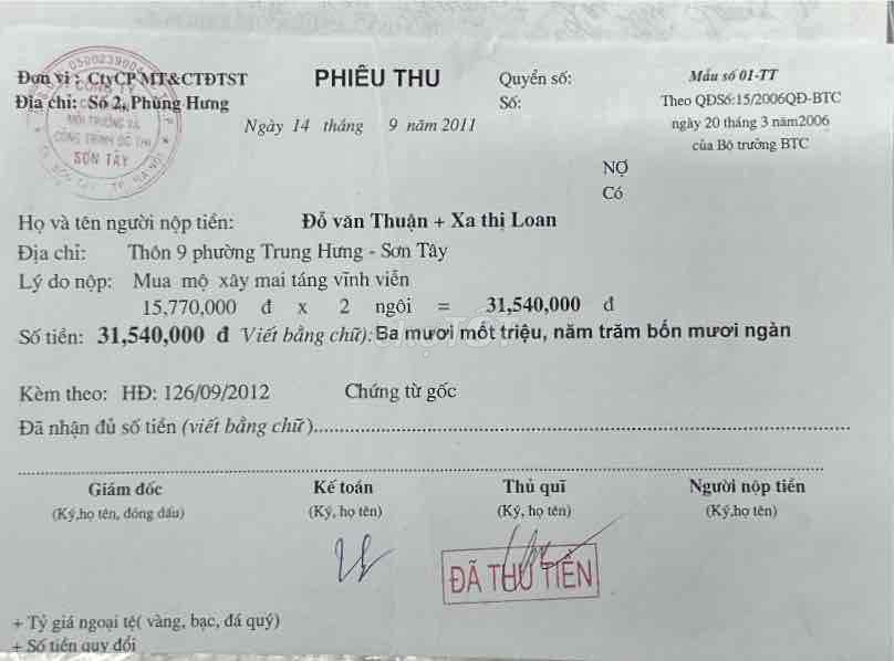 bán 2 lô đất nghĩa trang đồi sui sơn tây