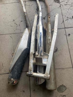 Bô xe máy kim loại màu Bạc