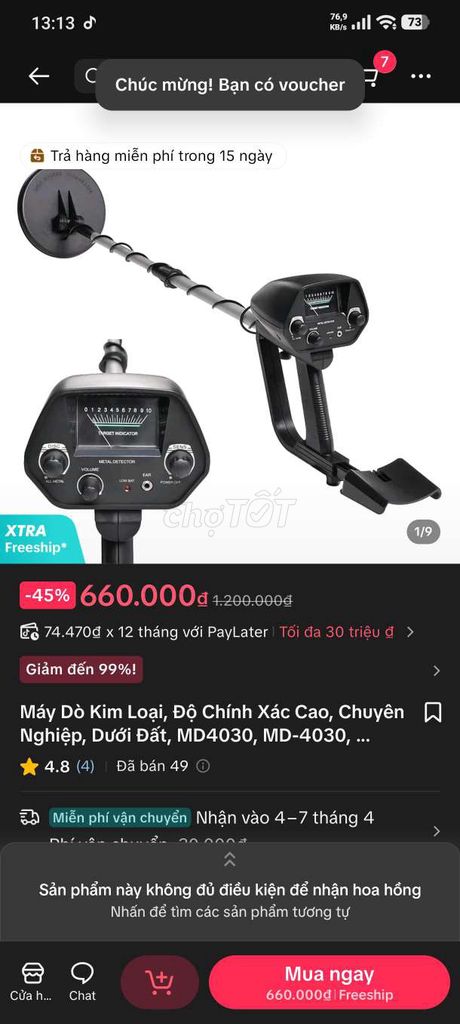 Máy dò kim loại MD4030 Đen. Mua bán Đồ chuyên dụng, Giống nuôi trồng tại Huyện Châu Thành Tây Ninh được đăng bởi thanh điền hình 1