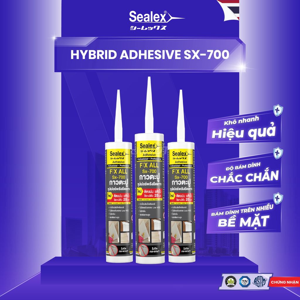 Keo dán đa năng Sealex700 dán gương, nội thất 415g