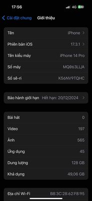 Cần bán iphone 14pro/128gb sim kép