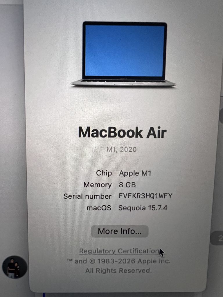 Apple MacBook Air M1 8GB Bạc. Mua bán Laptop tại Quận 3 Tp Hồ Chí Minh được đăng bởi Đức Trần hình 1