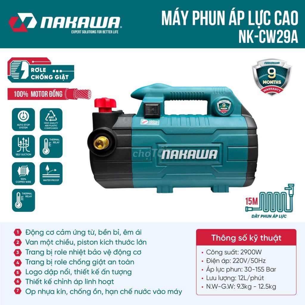 Máy rửa xe NAKAWA NK-CW29A. Mua bán Đồ chuyên dụng, Giống nuôi trồng tại Quận Bình Thạnh Tp Hồ Chí Minh được đăng bởi Máy xây dựng giá rẻ  hình 1