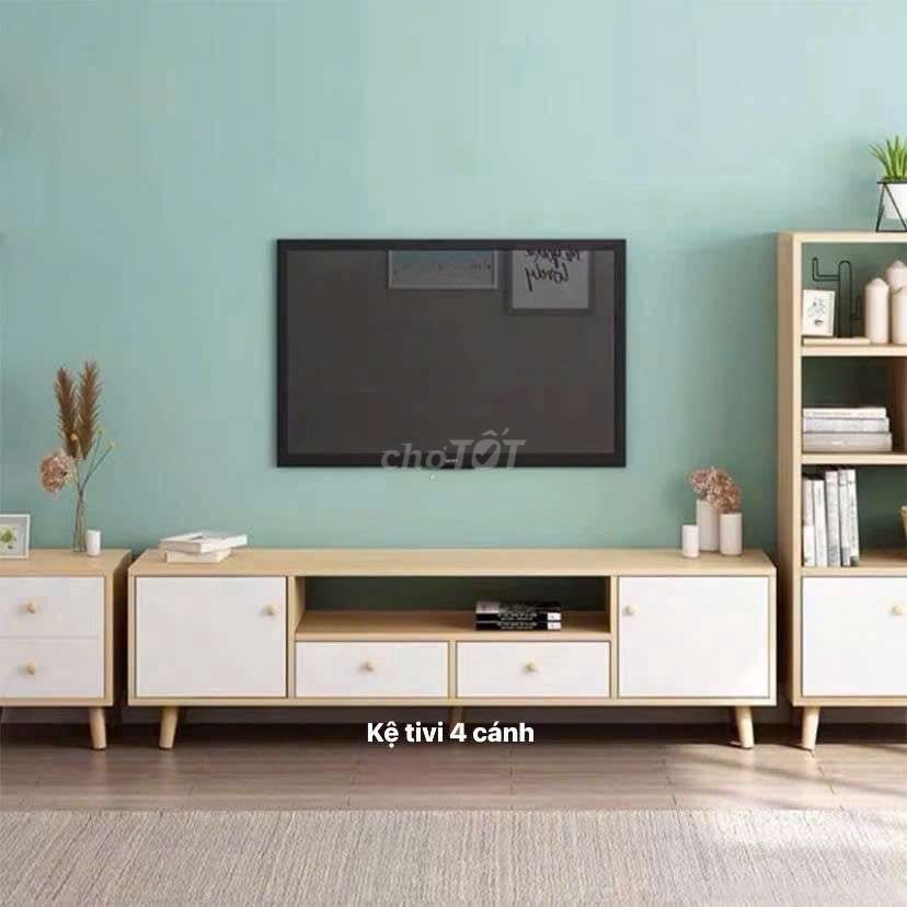 Kệ tivi Gỗ MDF, mây tre Vân gỗ, trắng. Mua bán Tủ, kệ gia đình tại Quận Cẩm Lệ Đà Nẵng được đăng bởi Ngọcn shop hình 1