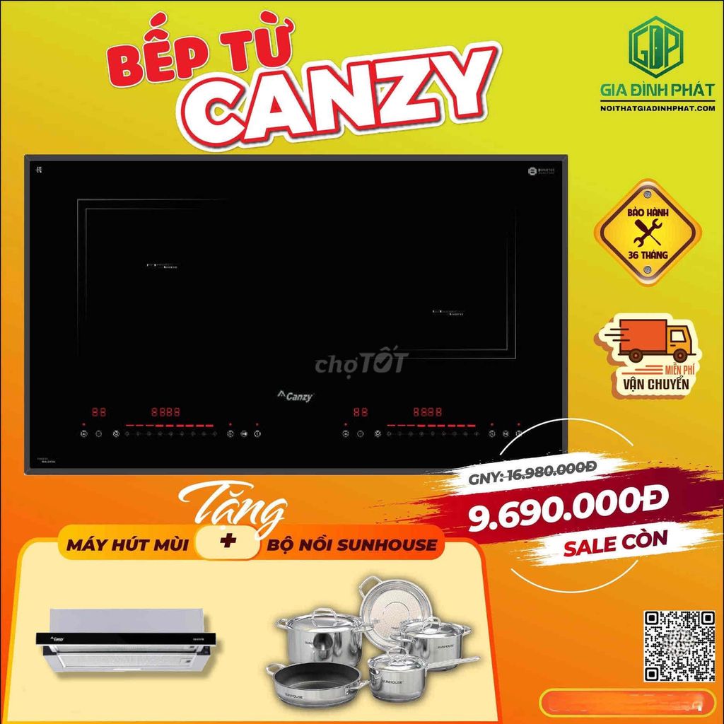 MUA BẾP TỪ CANZY TẶNG MÁY HÚT MÙI + BỘ NỒI. Mua bán Bếp, lò, đồ điện nhà bếp tại Quận Cẩm Lệ Đà Nẵng được đăng bởi NỘI THẤT TRỌN GÓI GIA ĐÌNH PHÁT hình 1