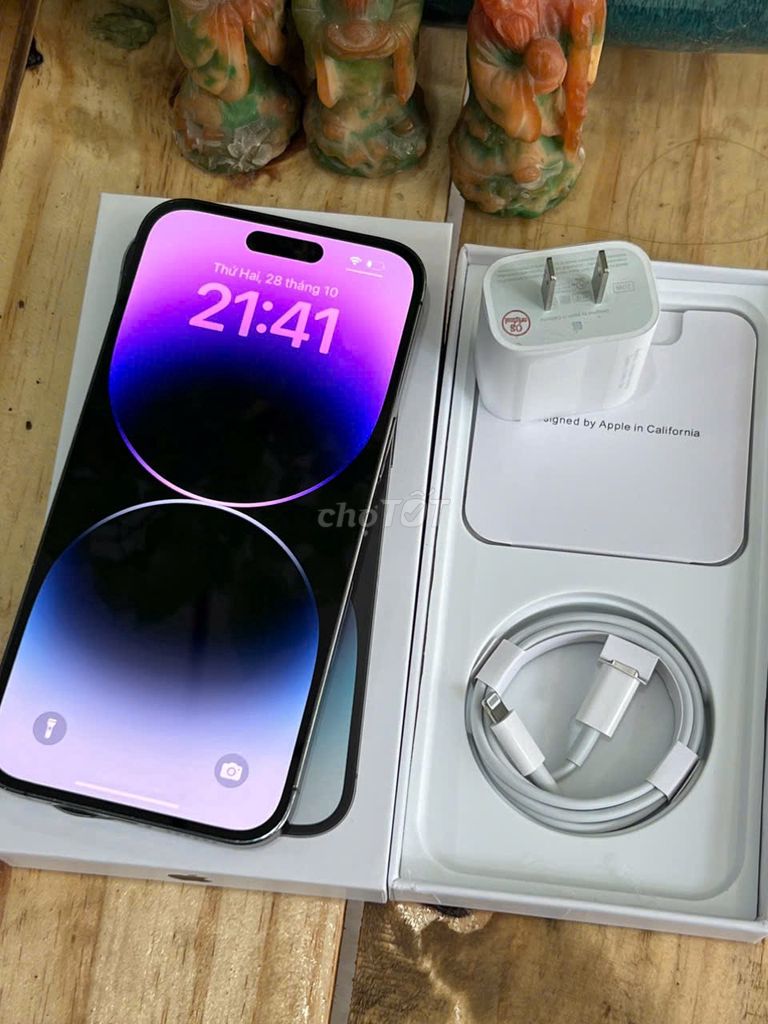 Can ban Iphone 14pro max 128G tím hoa cà fullbox