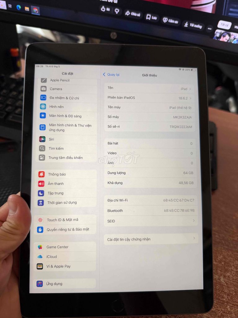 Apple iPad Air Thế hệ 9 64GB Xám. Mua bán Máy tính bảng tại Thành phố Thủ Đức Tp Hồ Chí Minh được đăng bởi GÀ MẬP hình 1