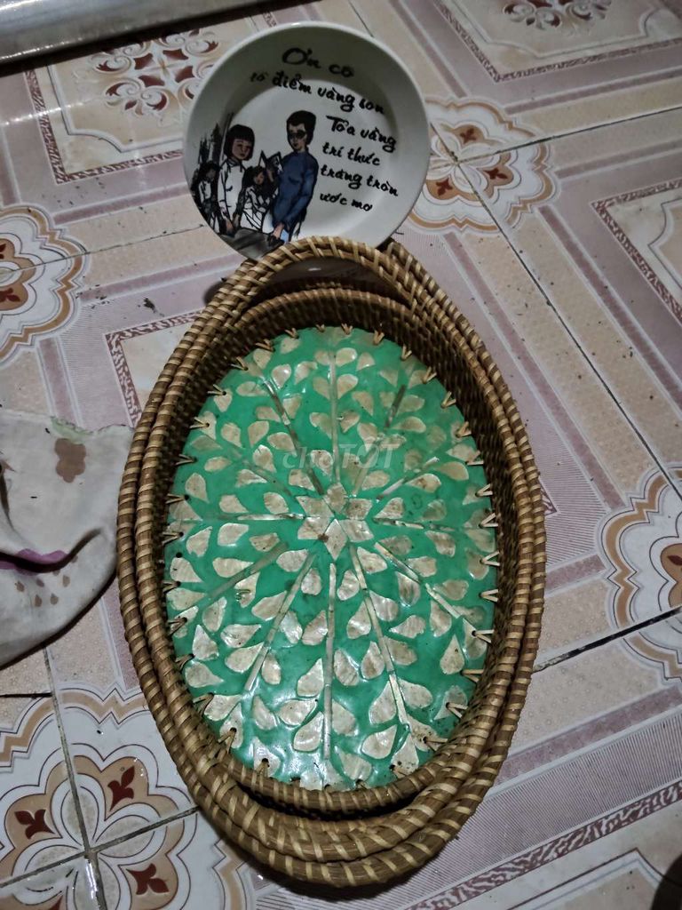 T lý nhanh 2 rổ mây đáy mica ngoc trai ,hạt xoài