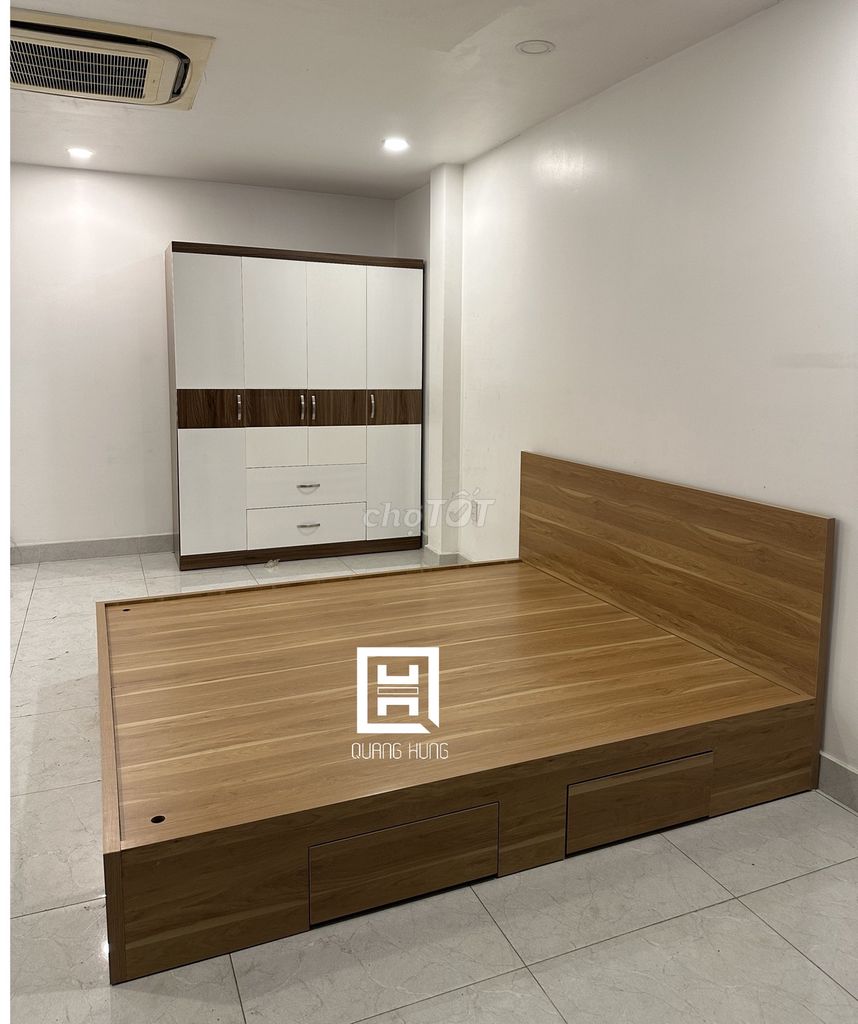 GIƯỜNG GỖ MDF-GIƯỜNG MDF-GIƯỜNG MDF-GIƯỜNG GỖ MDF. Mua bán Giường, chăn ga gối nệm tại Huyện Nhơn Trạch Đồng Nai được đăng bởi Nội Thất Quang Hùng TD hình 1