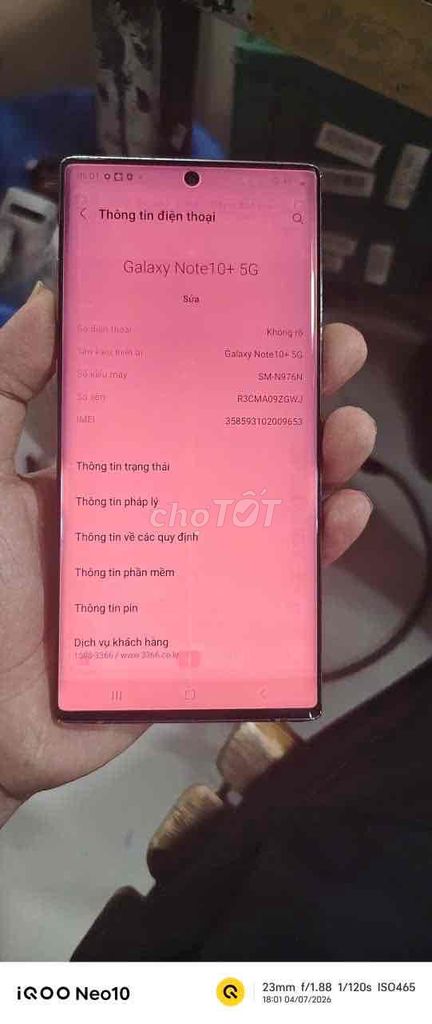Samsung Galaxy Note 10+ 5G Đen Sọc, ám hồng. Mua bán Điện thoại tại Quận Tân Phú Tp Hồ Chí Minh được đăng bởi Minh Khang Sài gòn MoBILE hình 1