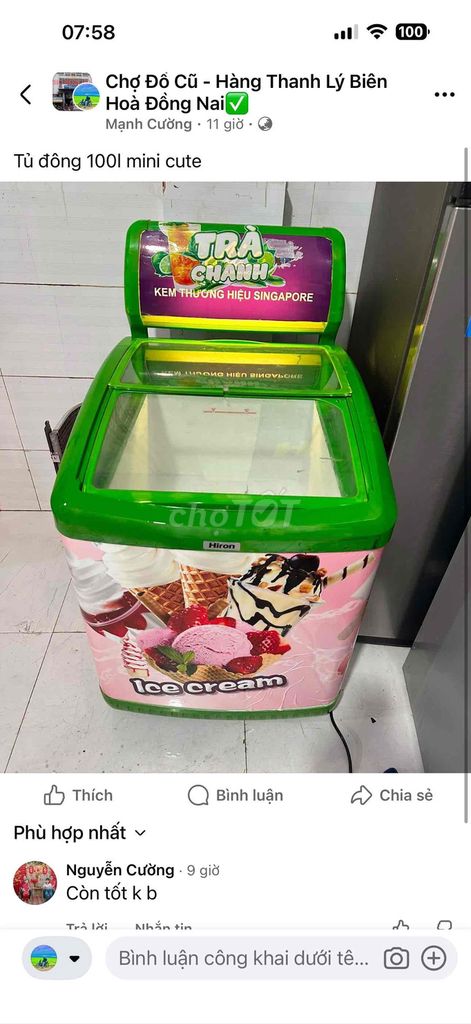 Tủ đông kem mini 100l. Mua bán Tủ lạnh tại Thành phố Thủ Đức Tp Hồ Chí Minh được đăng bởi cường hình 1