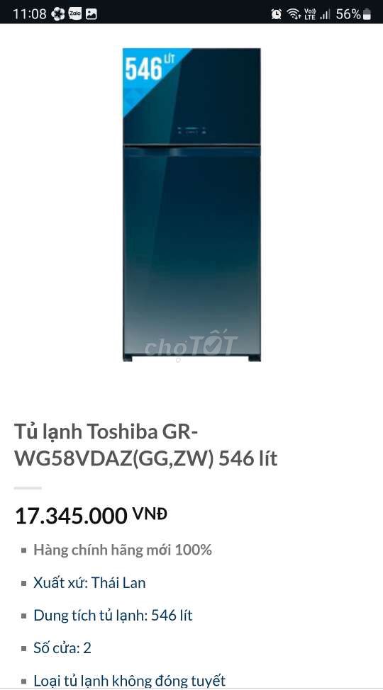 TỦ TOSHIBA 546L INVERTER ĐÁ RƠI CỬA KÍNH BH 12T