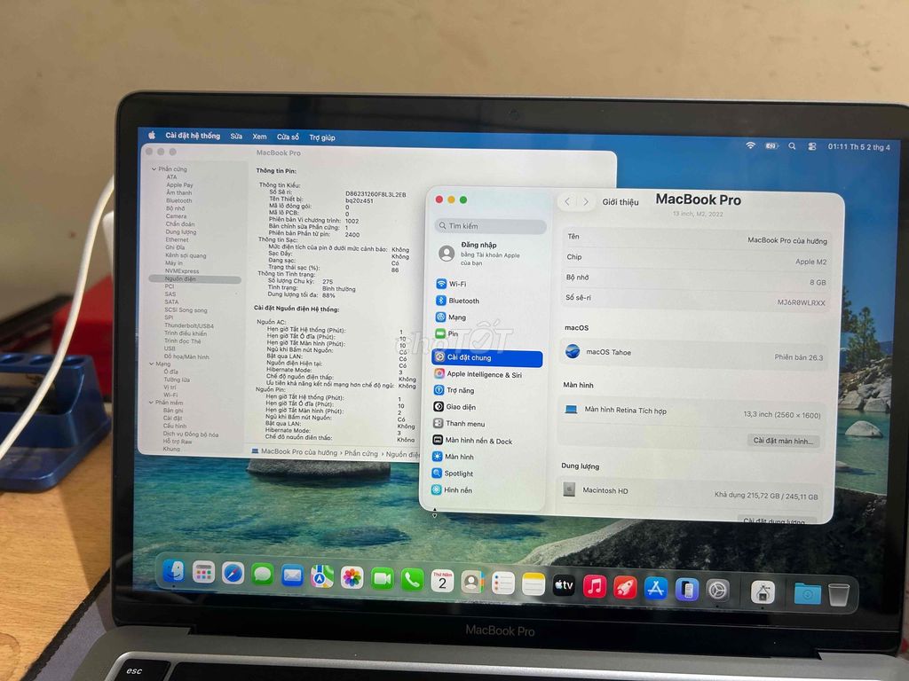 Apple Macbook Pro M2 8GB/256GB Xám. Mua bán Laptop tại Quận Đống Đa Hà Nội được đăng bởi Chí Hướng Smartphone Cs HN hình 1