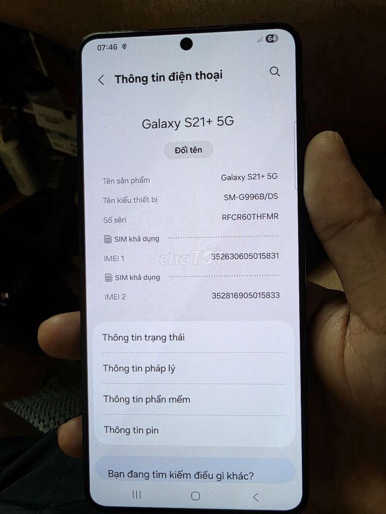 Samsung Galaxy S21+ 5G Đen. Mua bán Điện thoại tại Quận Long Biên Hà Nội được đăng bởi yang hình 1
