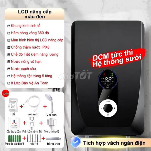 Máy nước nóng Ookas VN9D màn hình LCD Đen. Mua bán Thiết bị vệ sinh, nhà tắm tại Quận 5 Tp Hồ Chí Minh được đăng bởi Hội Đồ Điện Tử hình 1