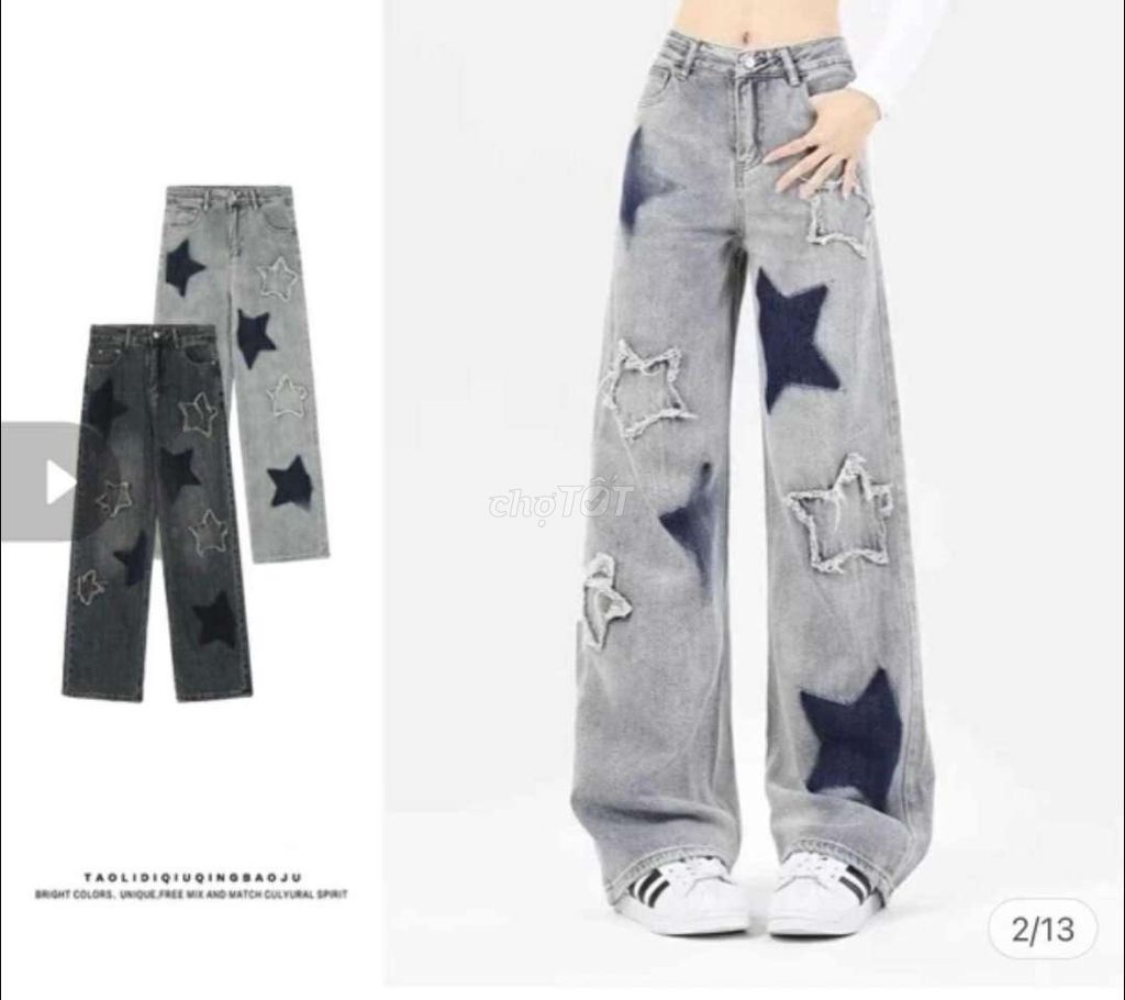 Quần jean nữ Denim ống rộng. Mua bán Quần áo tại Huyện Vĩnh Tường Vĩnh Phúc được đăng bởi Thảo Nguyen hình 1