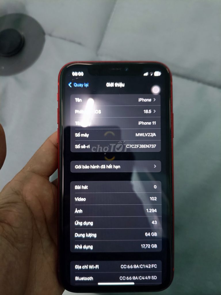 iphone 11 đỏ quốc tế 64GB 97%