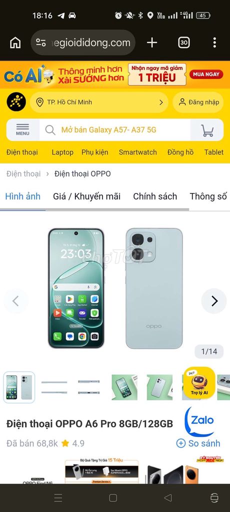 OPPO A6 Pro 128GB Xám. Mua bán Điện thoại tại Thành phố Dĩ An Bình Dương được đăng bởi Lê Vy hình 1