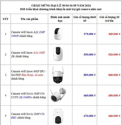 Camera IMOU và EZVIZ trợ giá siêu sale sập sàn