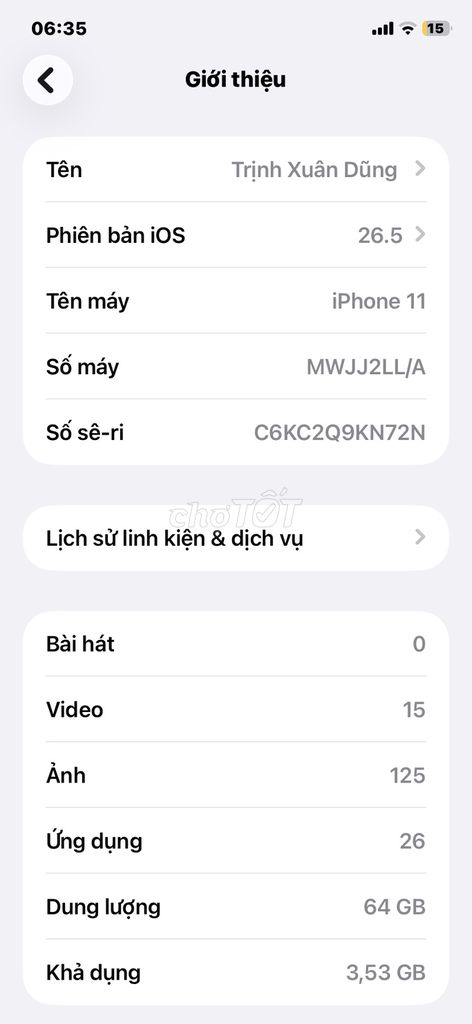 iPhone 11 64GB Tím Chưa sửa chữa. Mua bán Điện thoại tại Huyện Đông Anh Hà Nội được đăng bởi gac đầu bạc hình 1