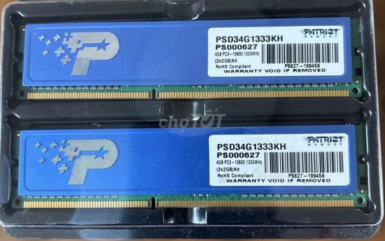 2 thanh RAM Patriot 4GB DDR3 1333mhz. Mua bán Linh kiện (RAM, Card...) tại Thành phố Bạc Liêu Bạc Liêu được đăng bởi Hân Hân hình 1